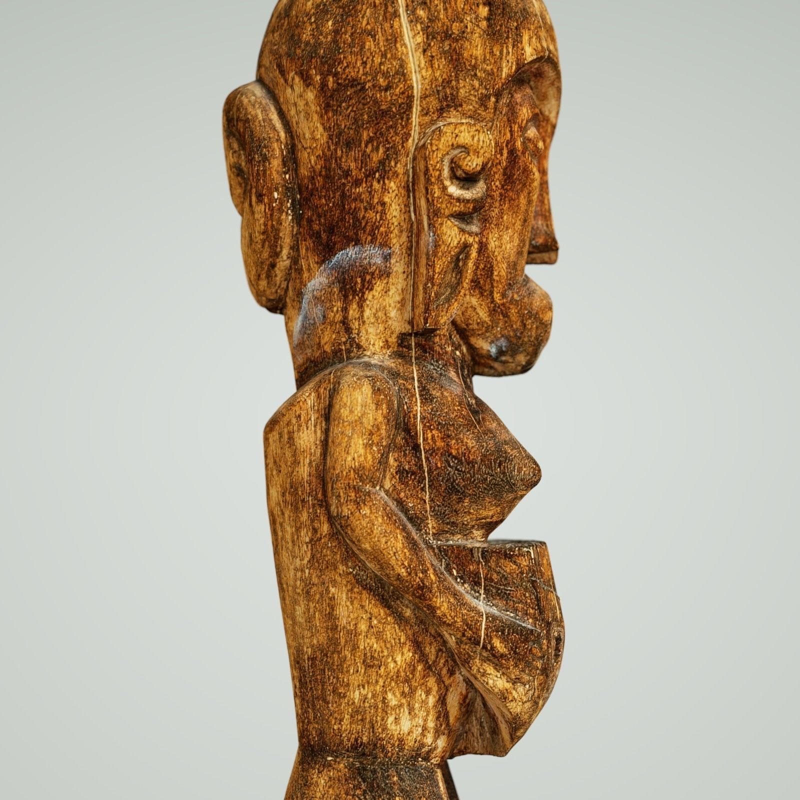 Tall African Wooden statue Low-poly 3D model_2