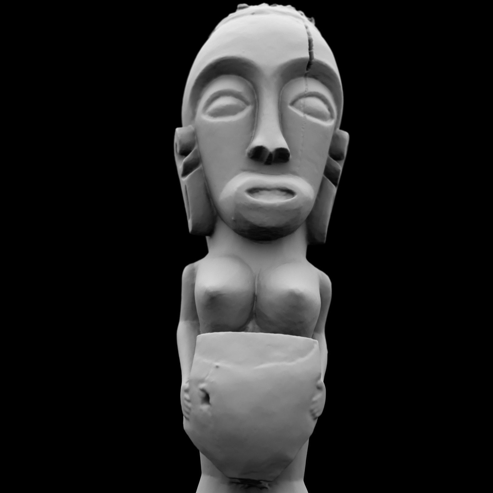 Tall African Wooden statue Low-poly 3D model_5