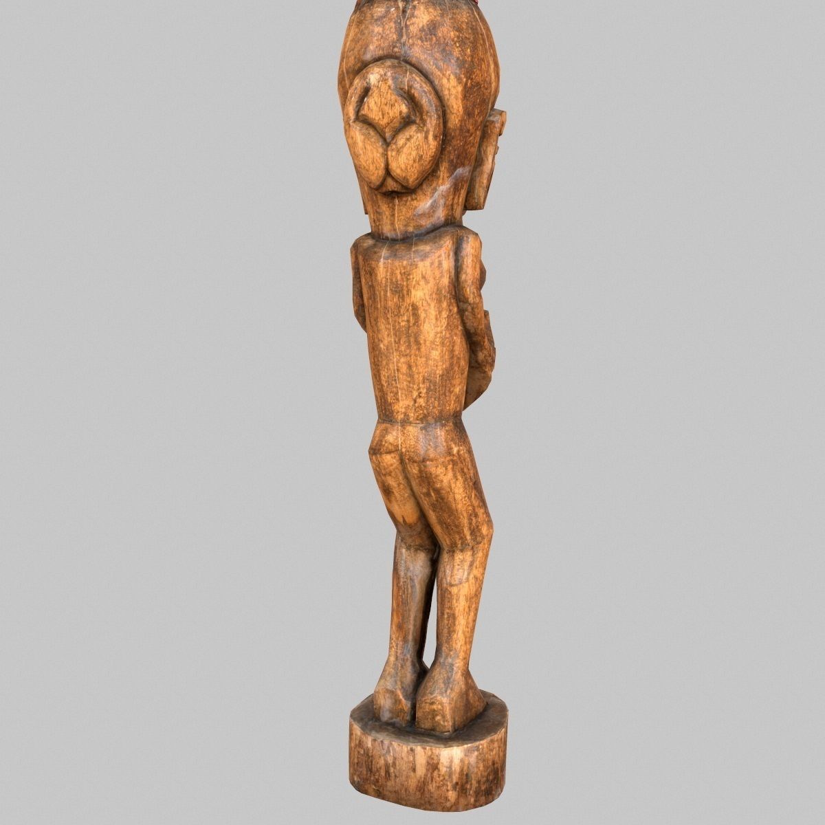 Tall African Wooden statue Low-poly 3D model_10