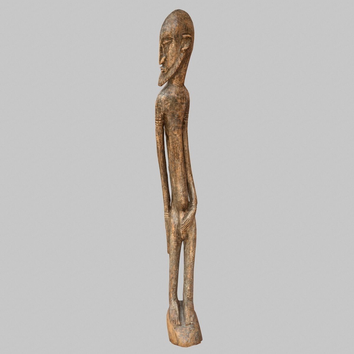 Big Wood African Statue Low-poly 3D model_6