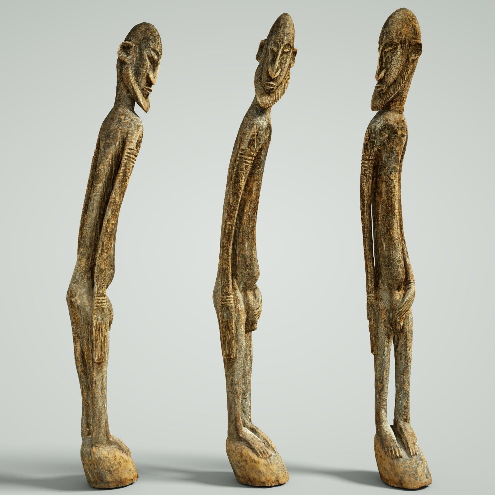 Big Wood African Statue Low-poly 3D model_1