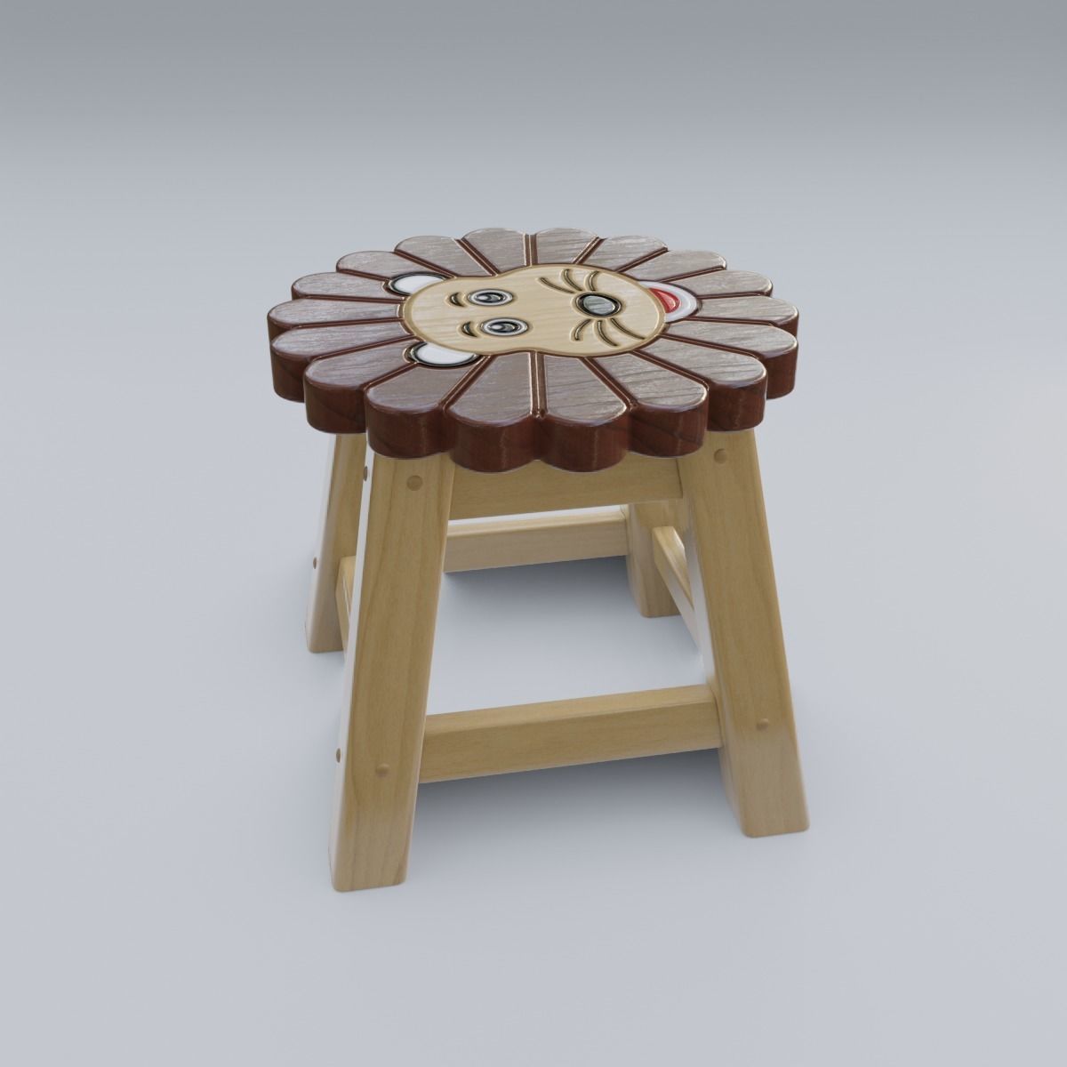 Child Step Stool Lion 3D model_15