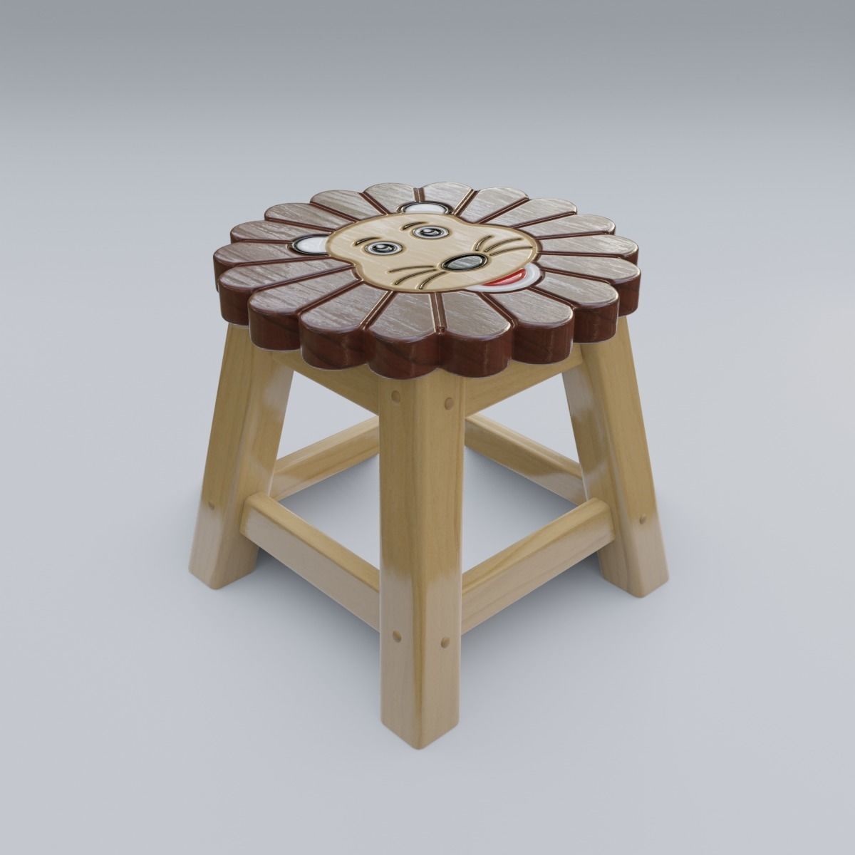 Child Step Stool Lion 3D model_11