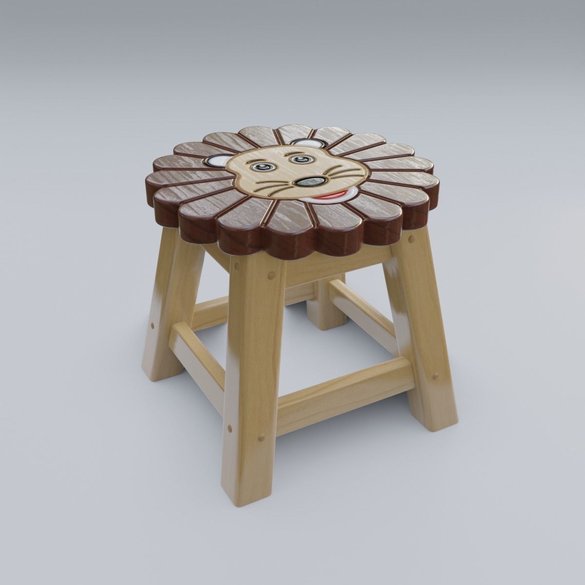 Child Step Stool Lion 3D model_10