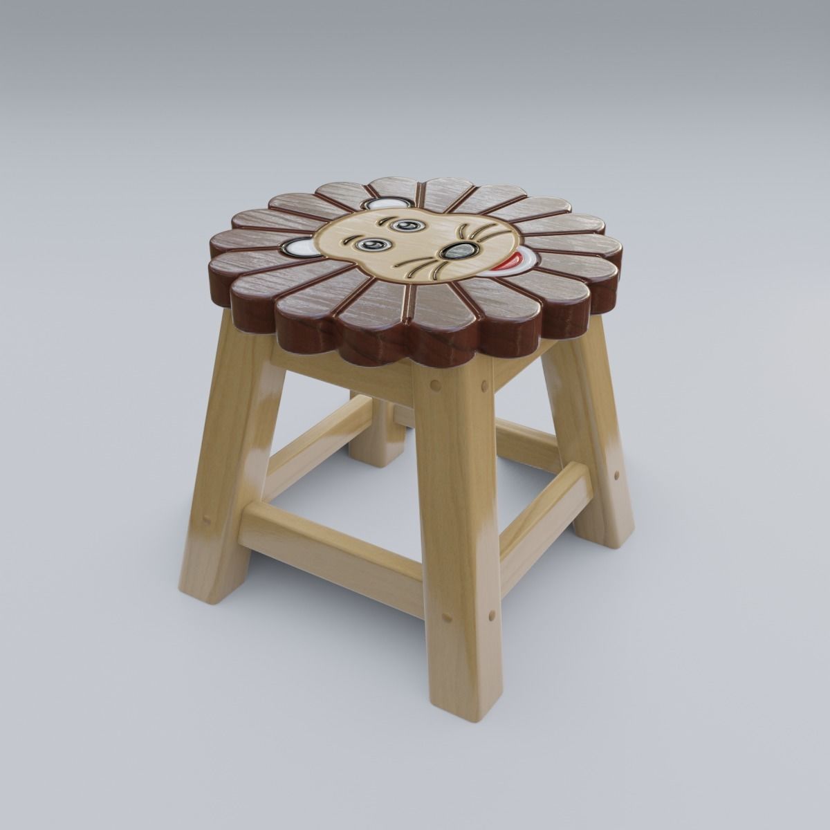 Child Step Stool Lion 3D model_12
