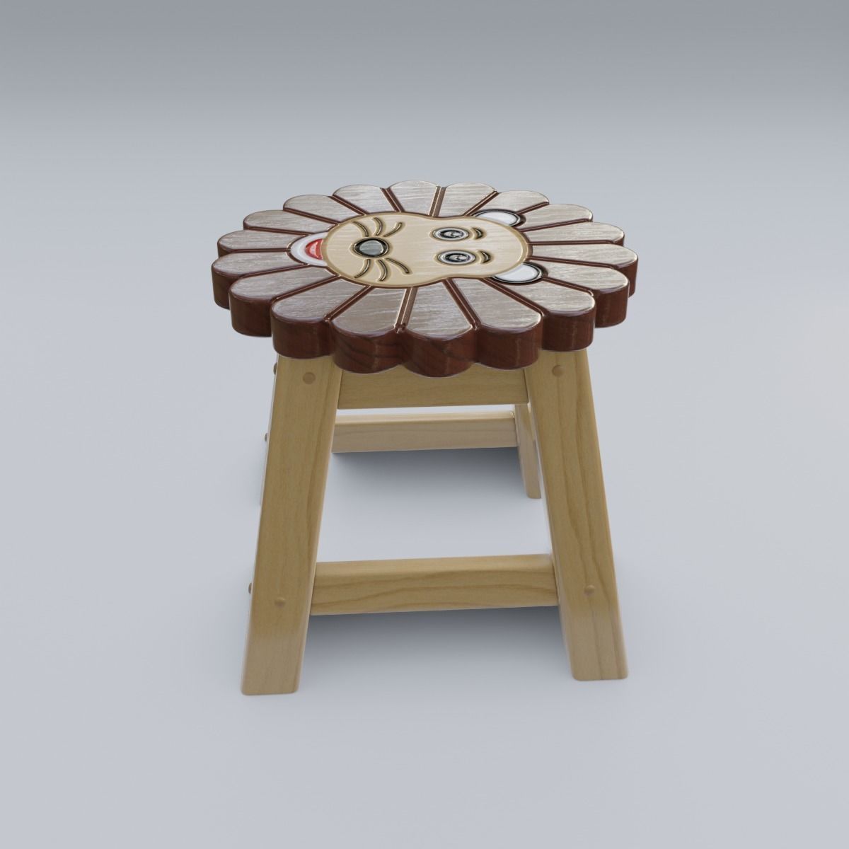 Child Step Stool Lion 3D model_27