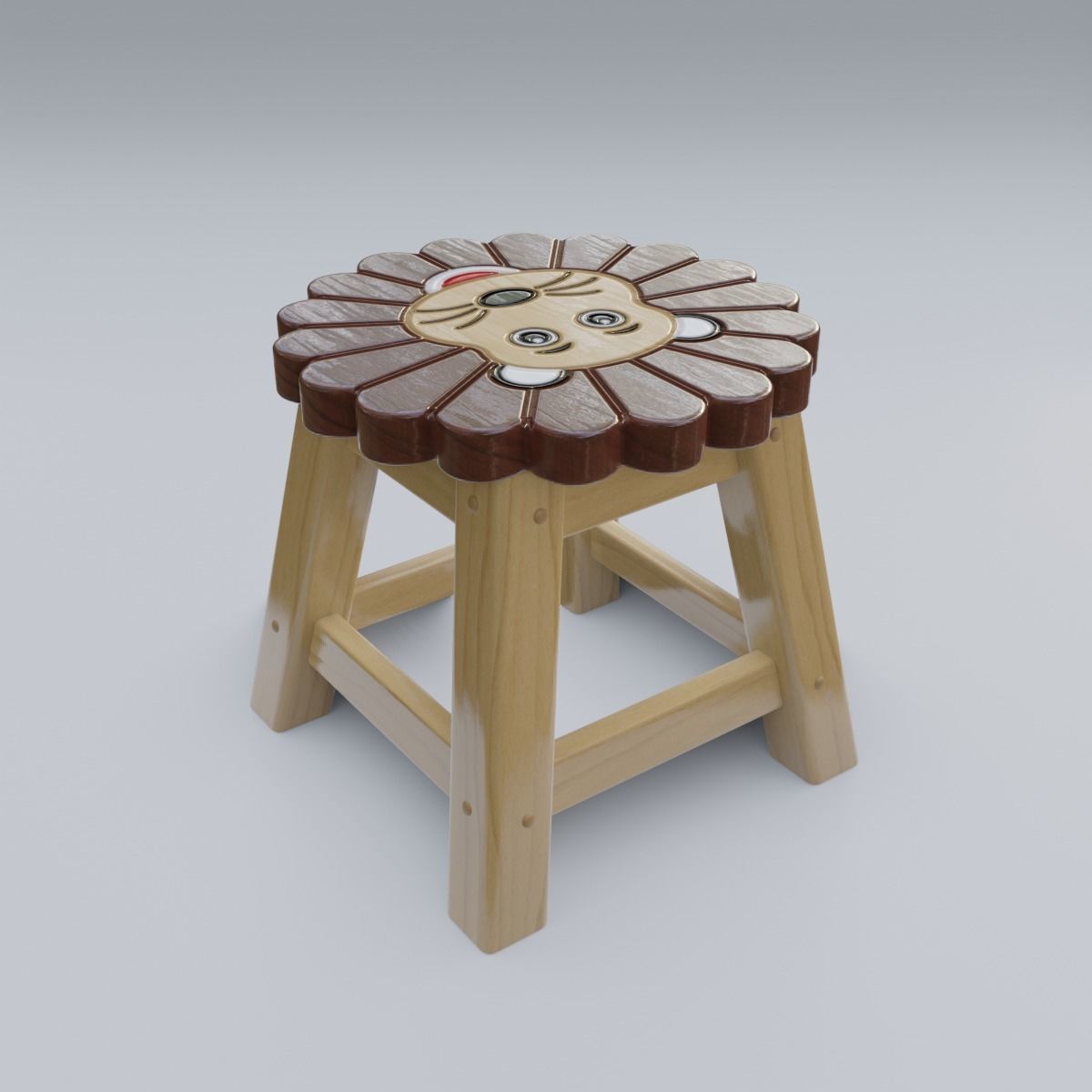 Child Step Stool Lion 3D model_23