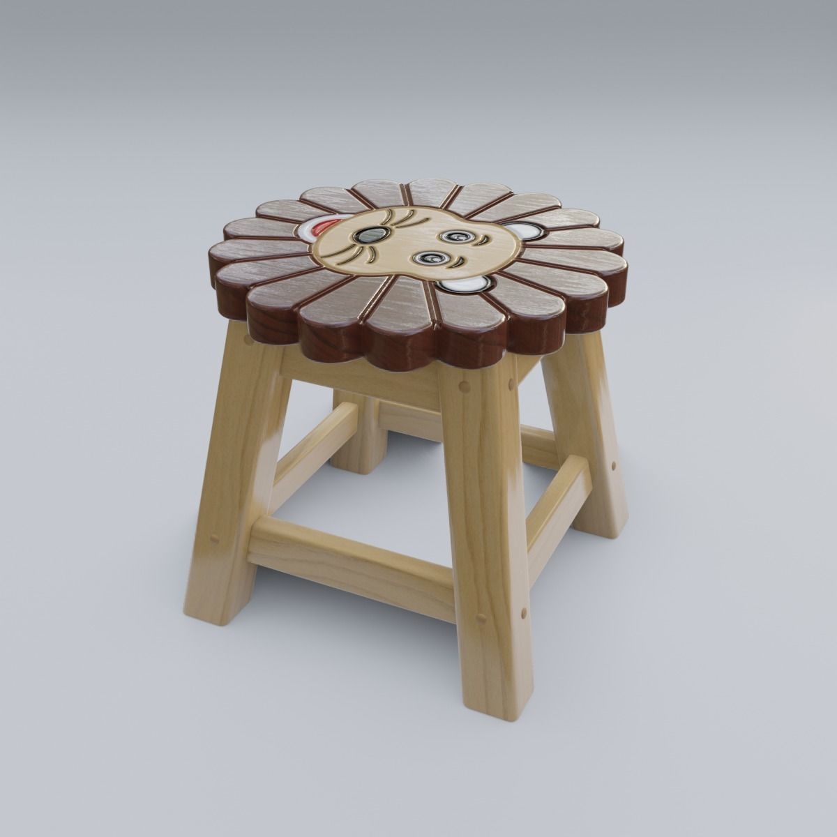 Child Step Stool Lion 3D model_25