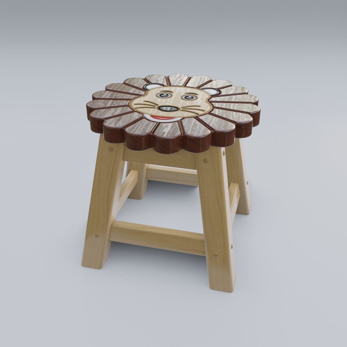 Child Step Stool Lion 3D model_32