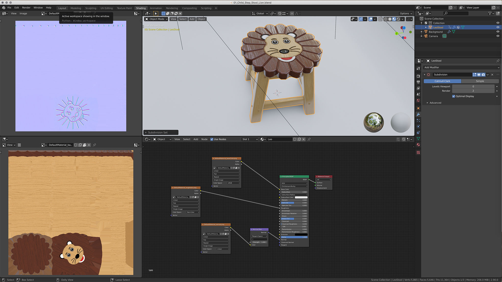 Child Step Stool Lion 3D model_4