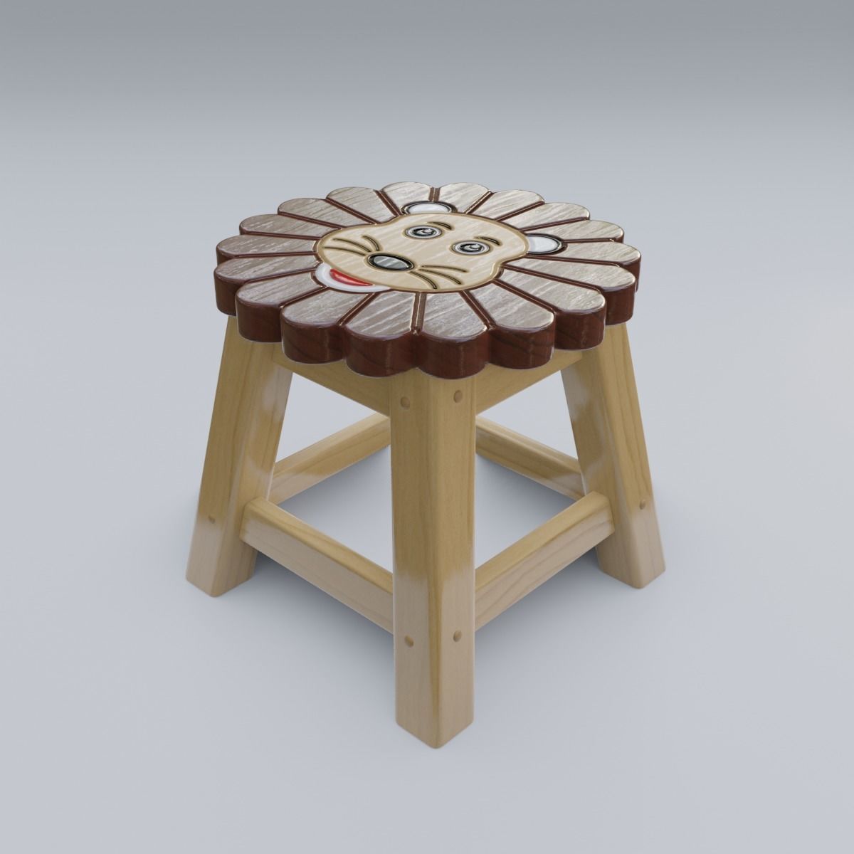 Child Step Stool Lion 3D model_30