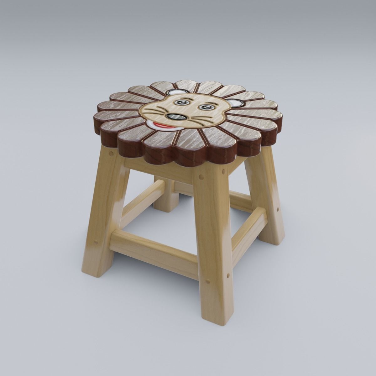 Child Step Stool Lion 3D model_31