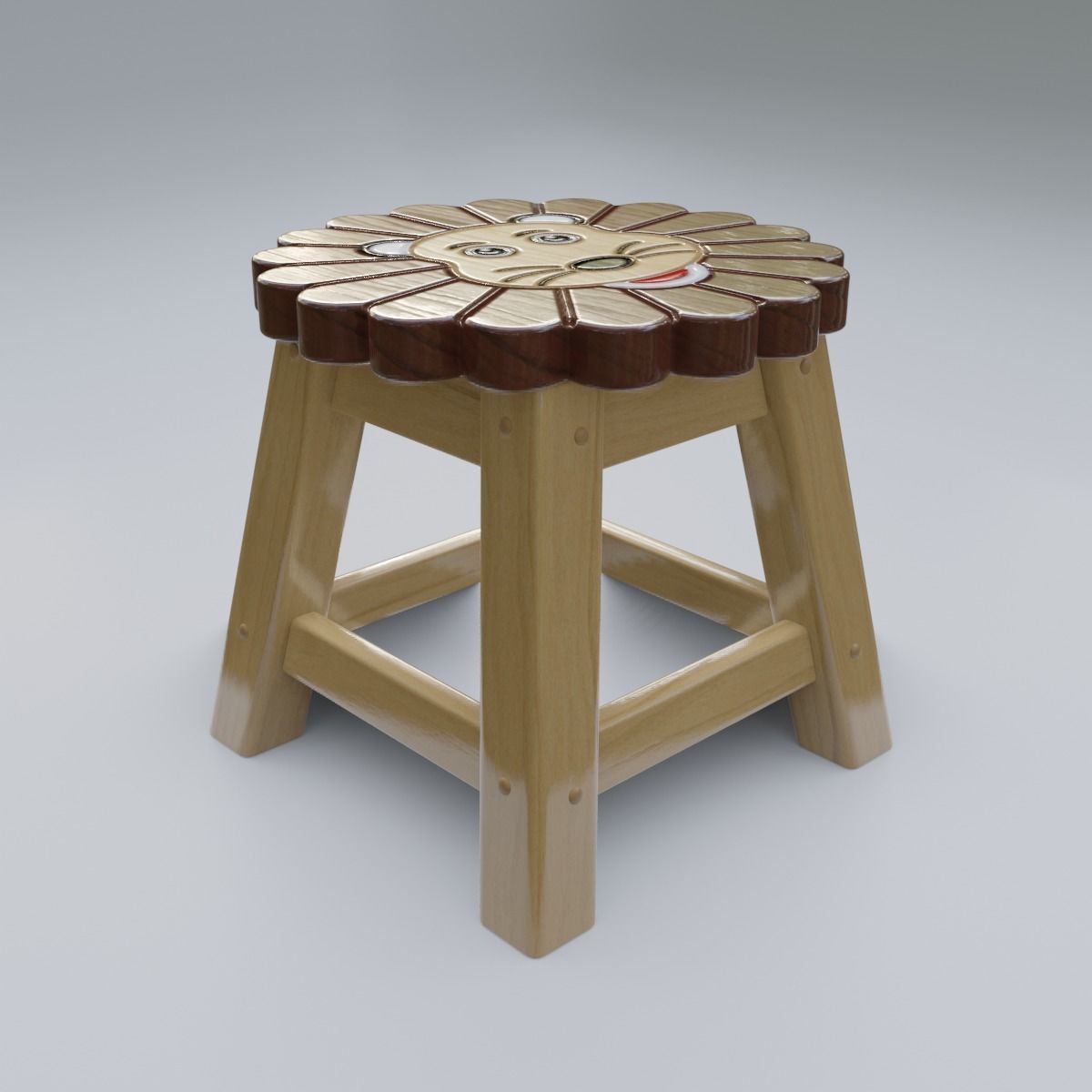 Child Step Stool Lion 3D model_0