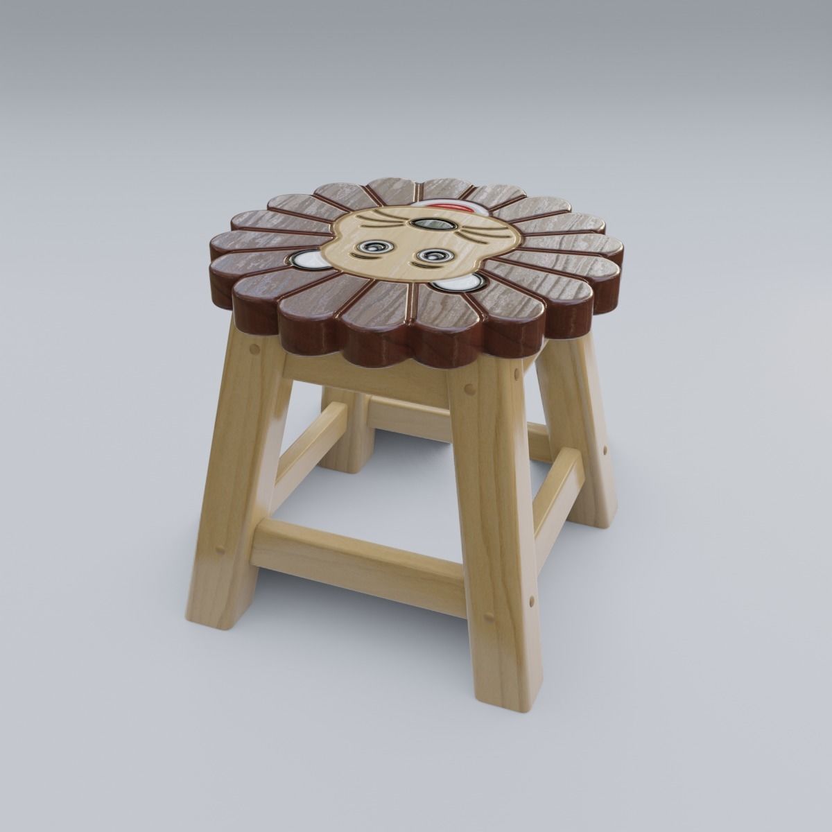 Child Step Stool Lion 3D model_19