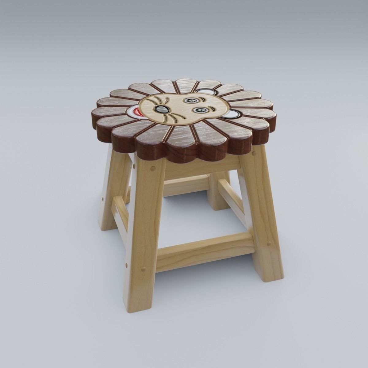 Child Step Stool Lion 3D model_28