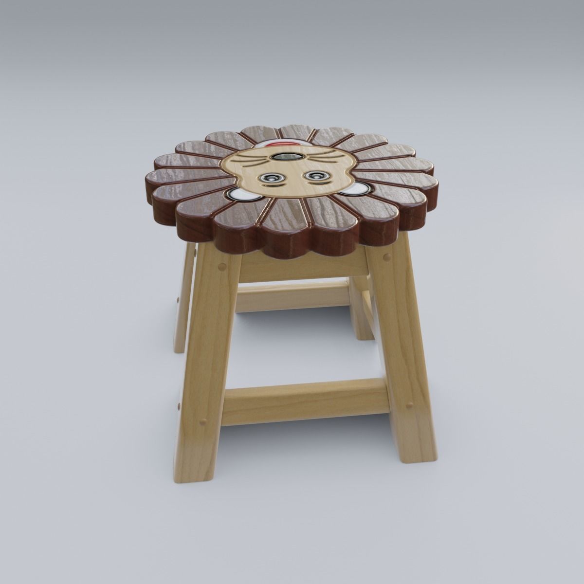 Child Step Stool Lion 3D model_21