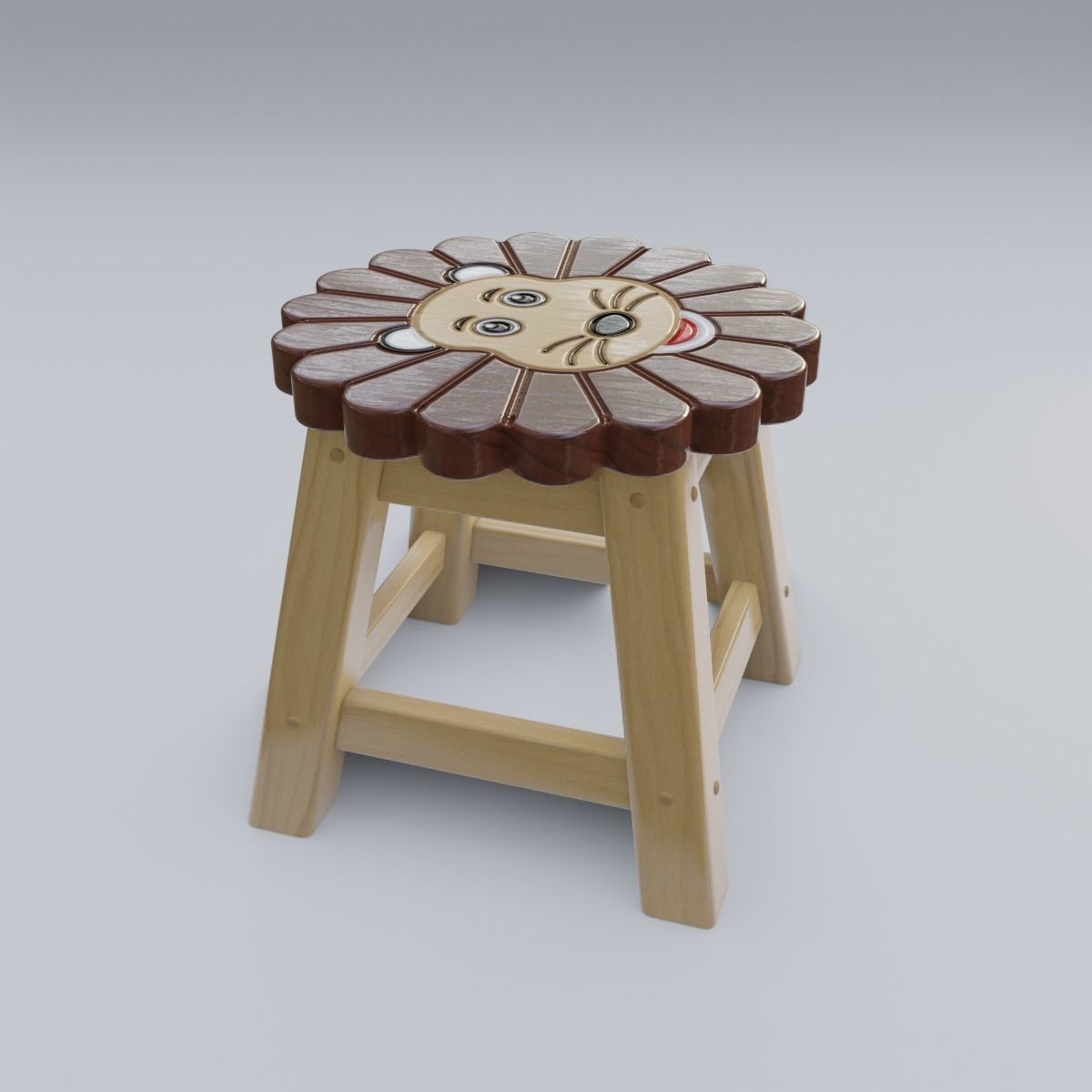 Child Step Stool Lion 3D model_13