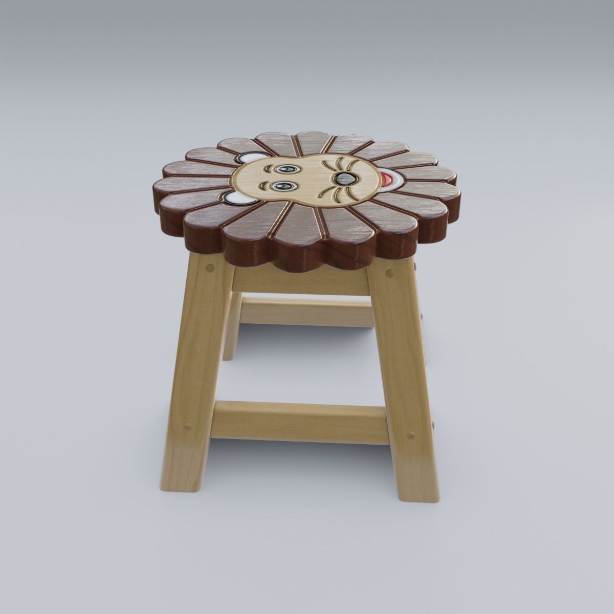 Child Step Stool Lion 3D model_14