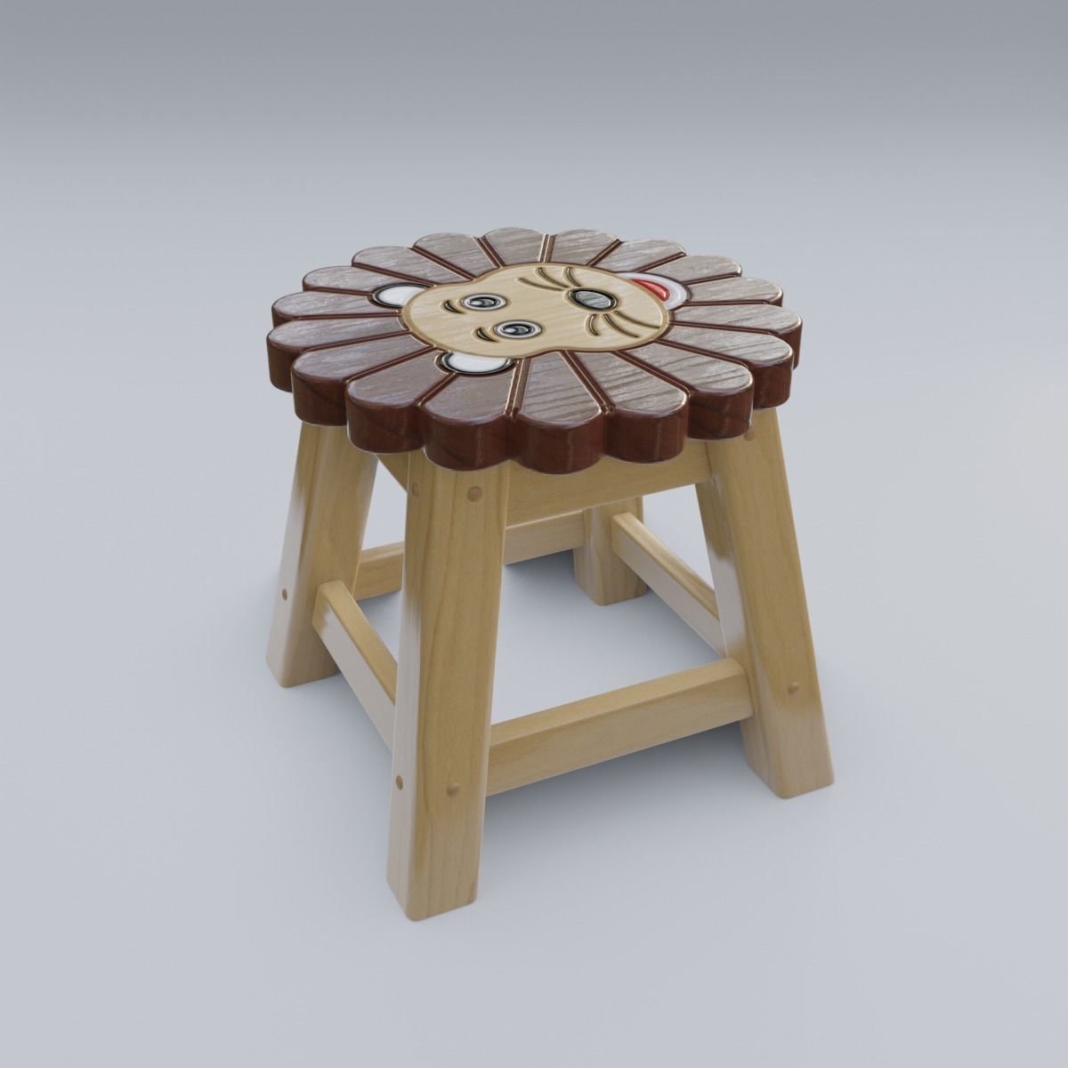 Child Step Stool Lion 3D model_16