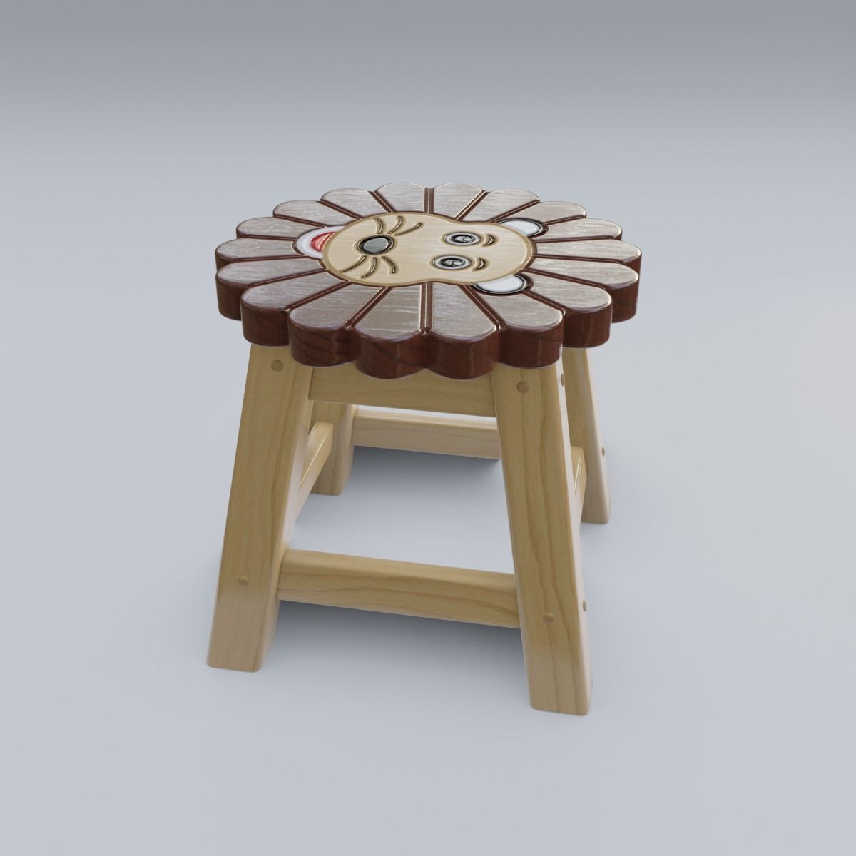 Child Step Stool Lion 3D model_26