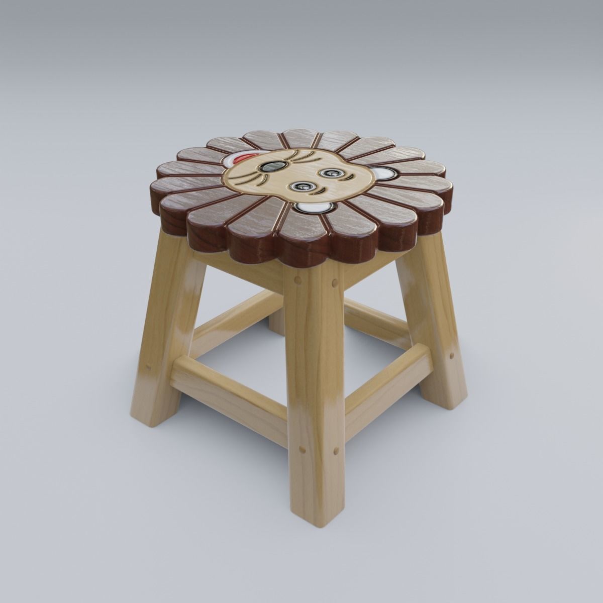 Child Step Stool Lion 3D model_24