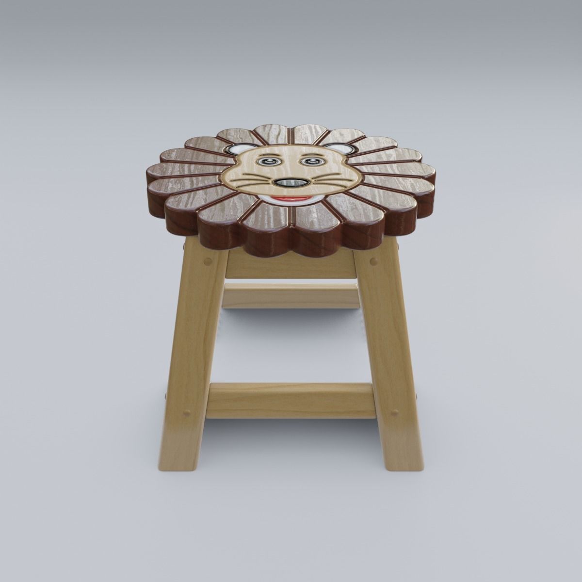 Child Step Stool Lion 3D model_8