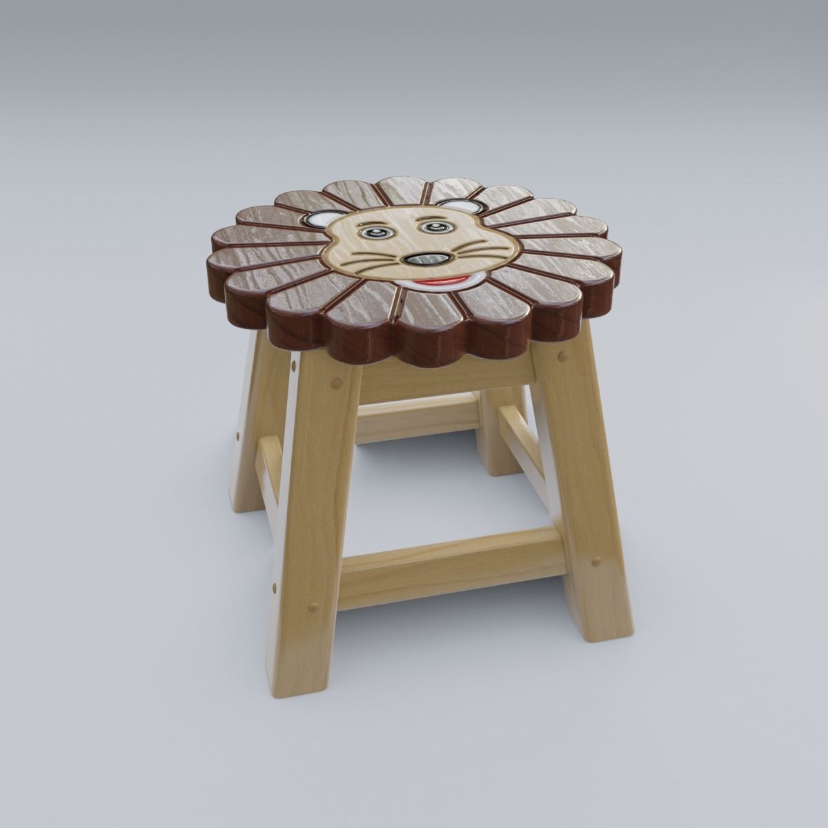 Child Step Stool Lion 3D model_9