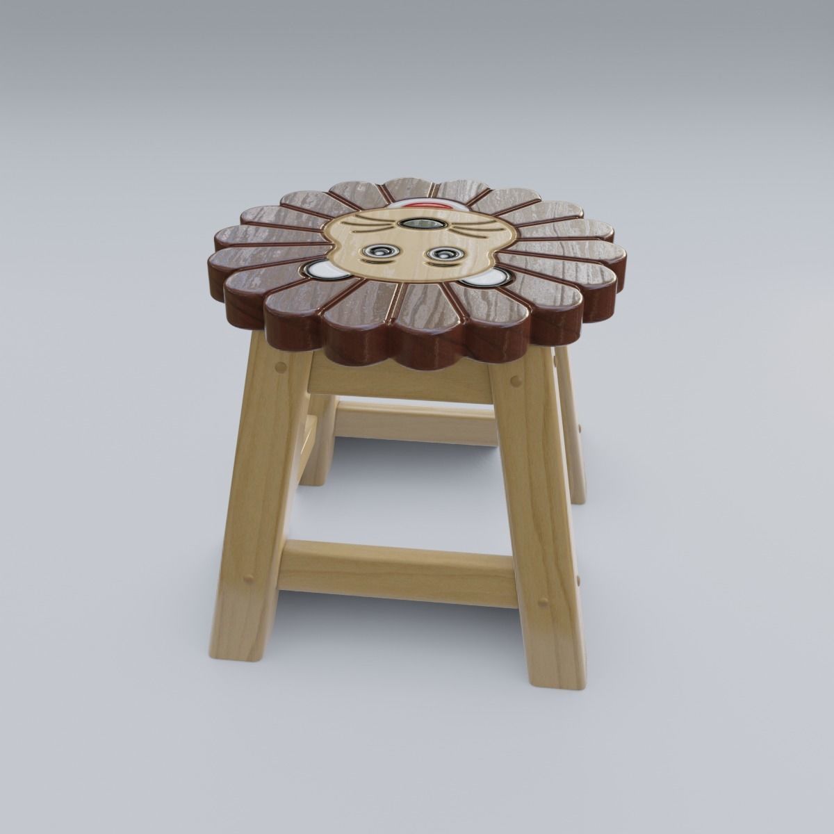 Child Step Stool Lion 3D model_20