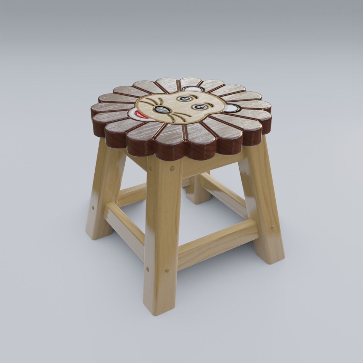 Child Step Stool Lion 3D model_29