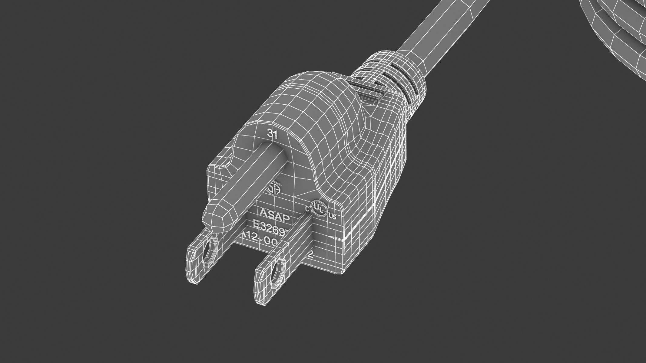 Power Cord 90 cm 3D model_9