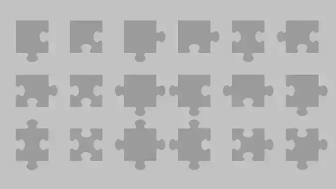 Jigsaw puzzle element set Low-poly 3D model