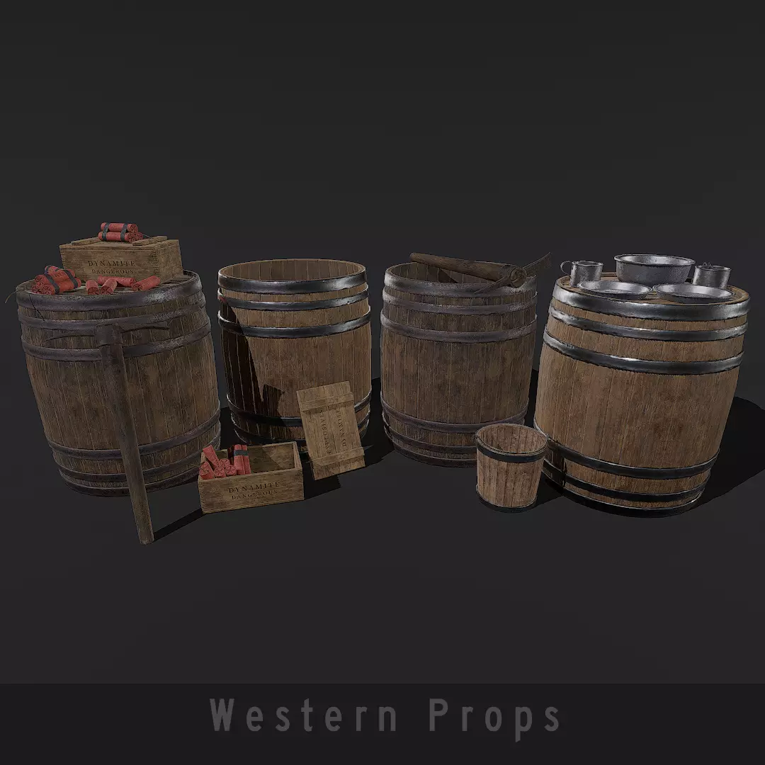 Western Props Vol 1 Free low-poly 3D model_0
