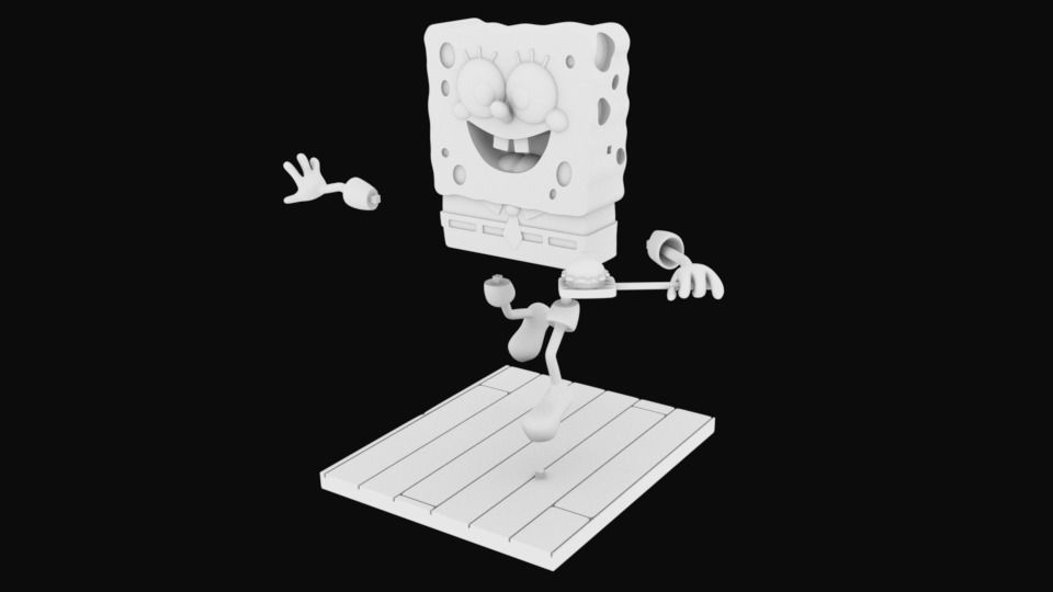 Sponge Bob separeted parts for 3D printing STL 3D print model_7