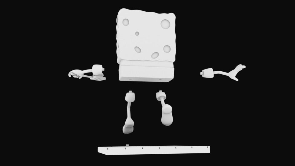 Sponge Bob separeted parts for 3D printing STL 3D print model_8
