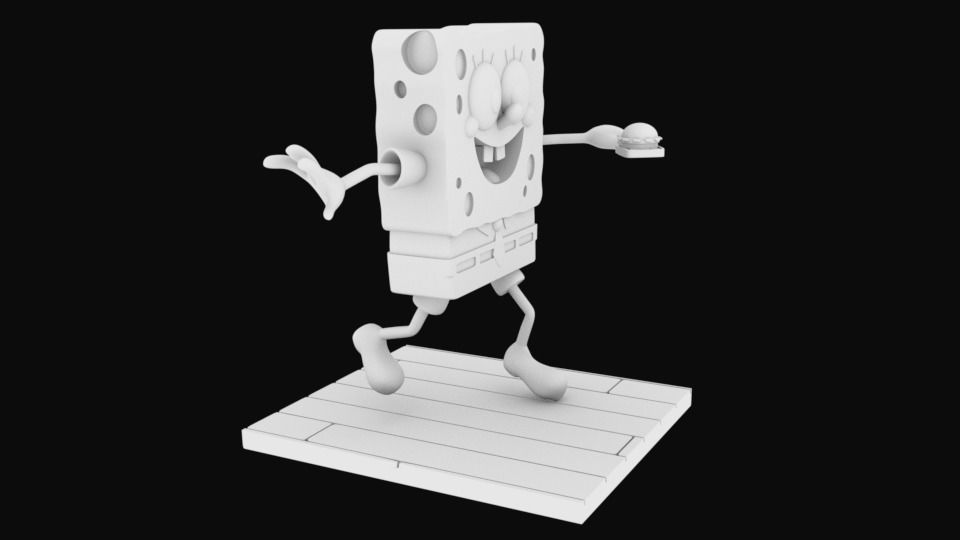 Sponge Bob separeted parts for 3D printing STL 3D print model_5