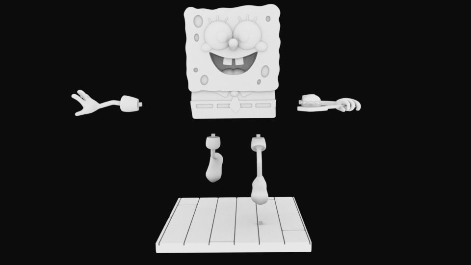 Sponge Bob separeted parts for 3D printing STL 3D print model_1