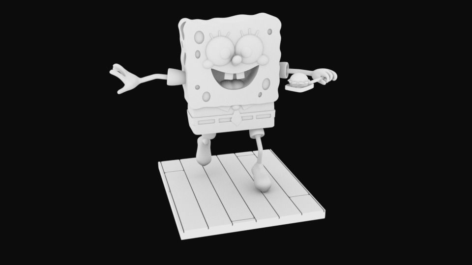 Sponge Bob separeted parts for 3D printing STL 3D print model_6