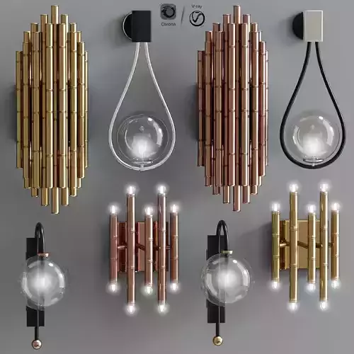 Four Wall Light Lamp Set 02 3D model