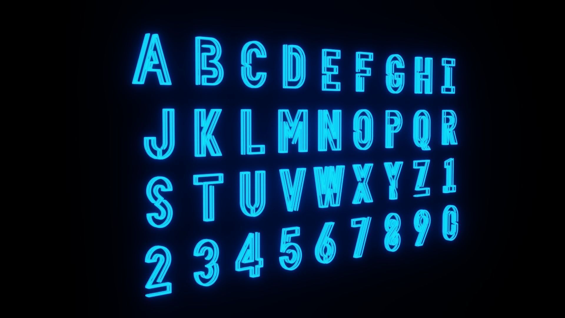 Neon Alphabets and numbers 3D model_2