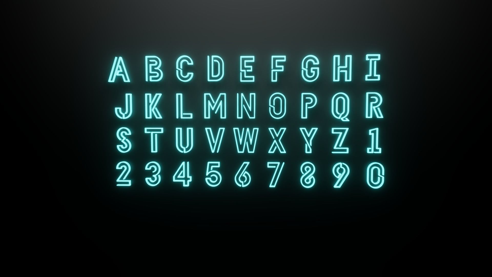 Neon Alphabets and numbers 3D model_7