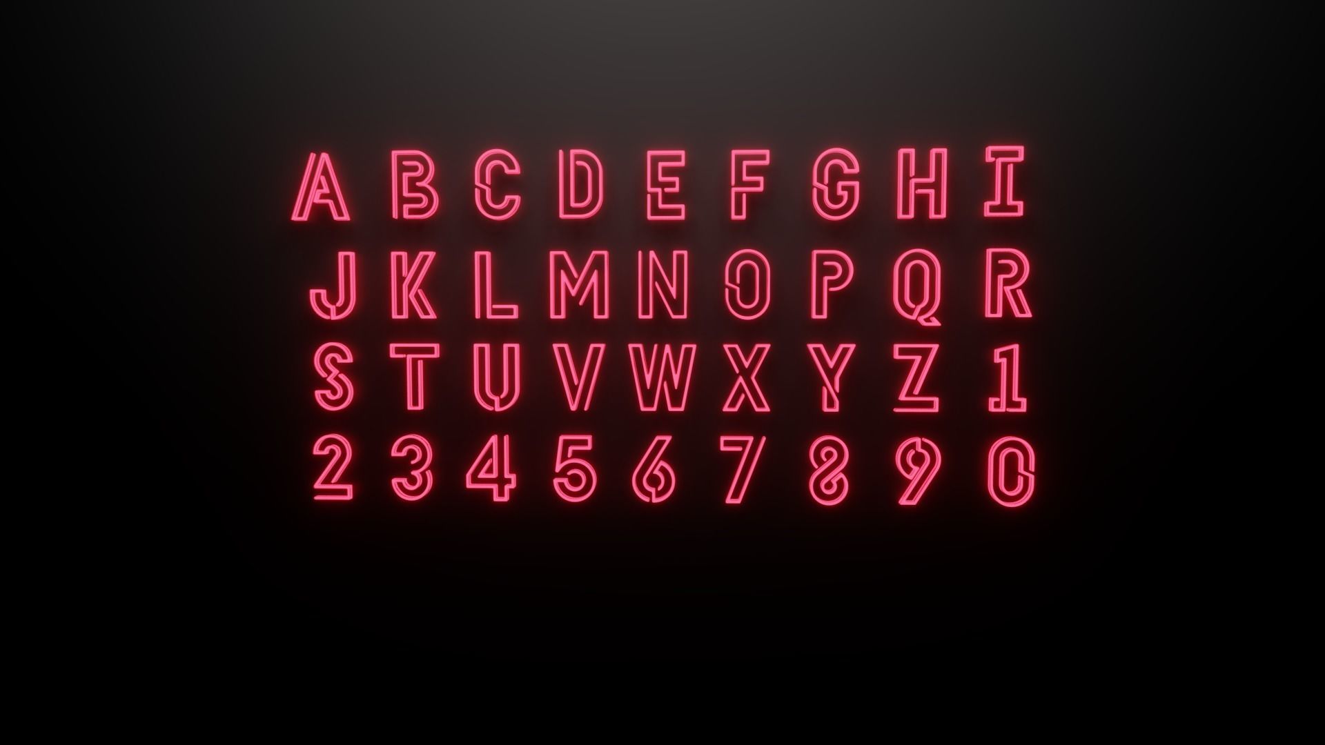 Neon Alphabets and numbers 3D model_8