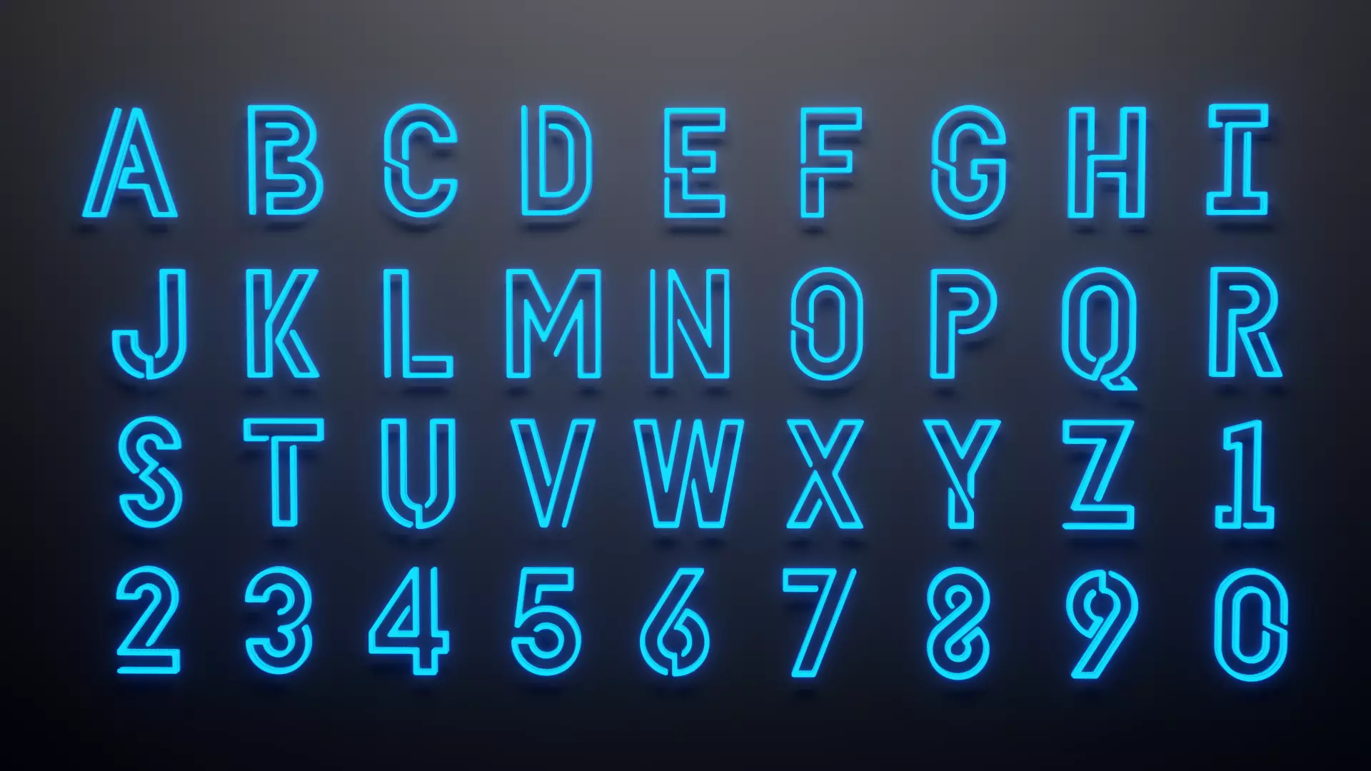Neon Alphabets and numbers 3D model_0
