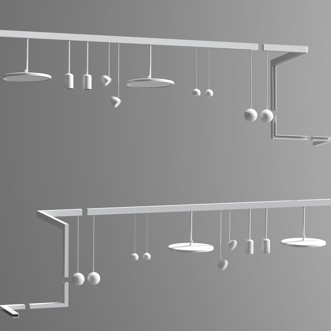 Ceiling Track Light Set 02 3D model_1