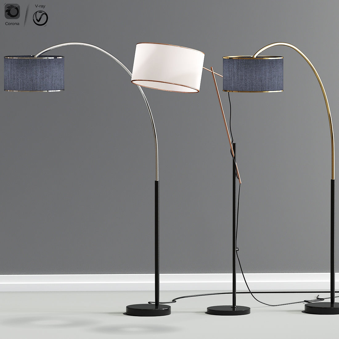 floor lamp collection 3d model cgtrader simpson 4 light floor lamp