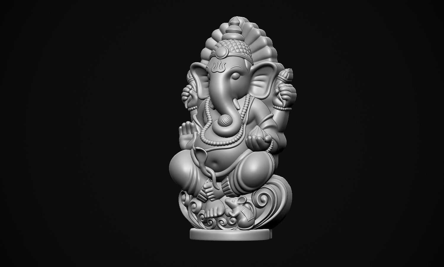 Ganesha ji with Mushak raj Scooped  3D print model_23