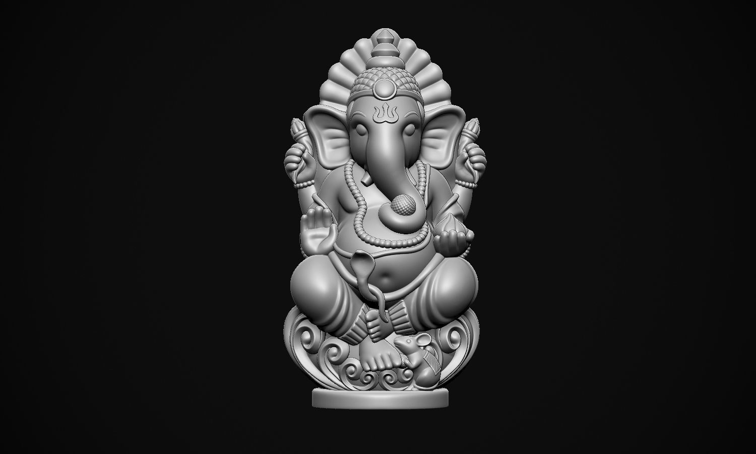 Ganesha ji with Mushak raj Scooped  3D print model_9