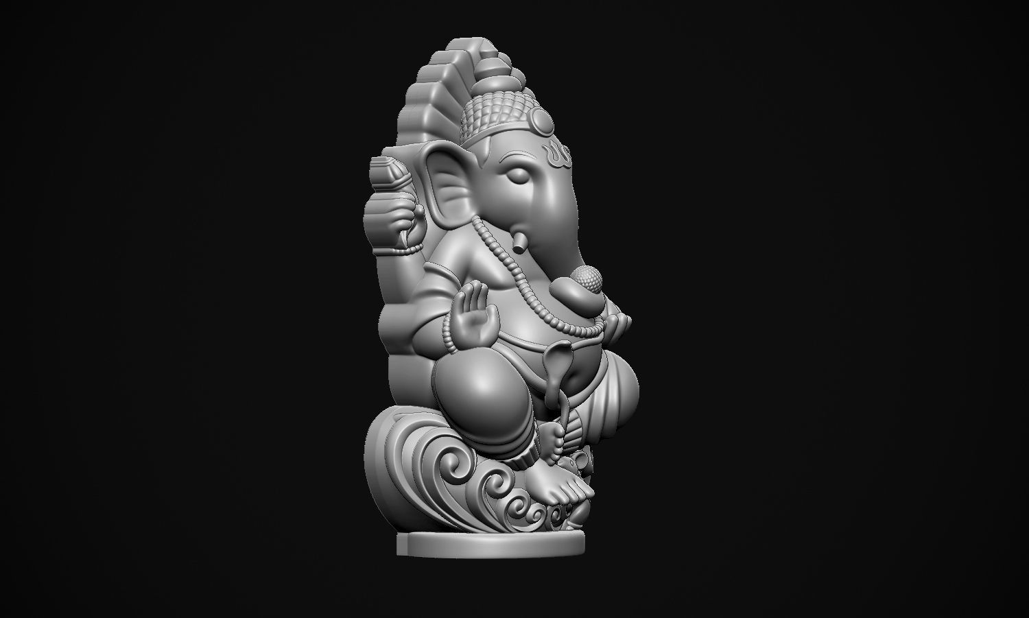 Ganesha ji with Mushak raj Scooped  3D print model_11