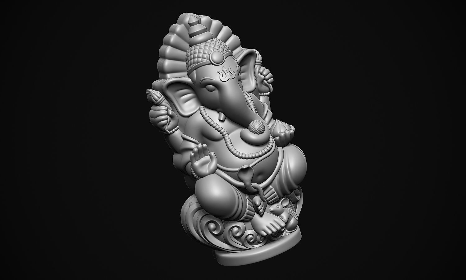 Ganesha ji with Mushak raj Scooped  3D print model_6