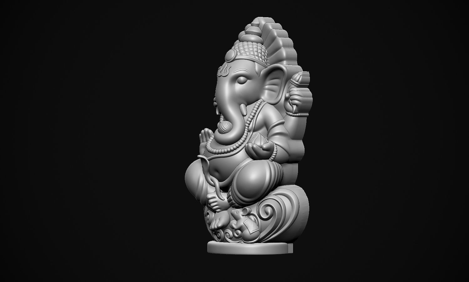 Ganesha ji with Mushak raj Scooped  3D print model_22
