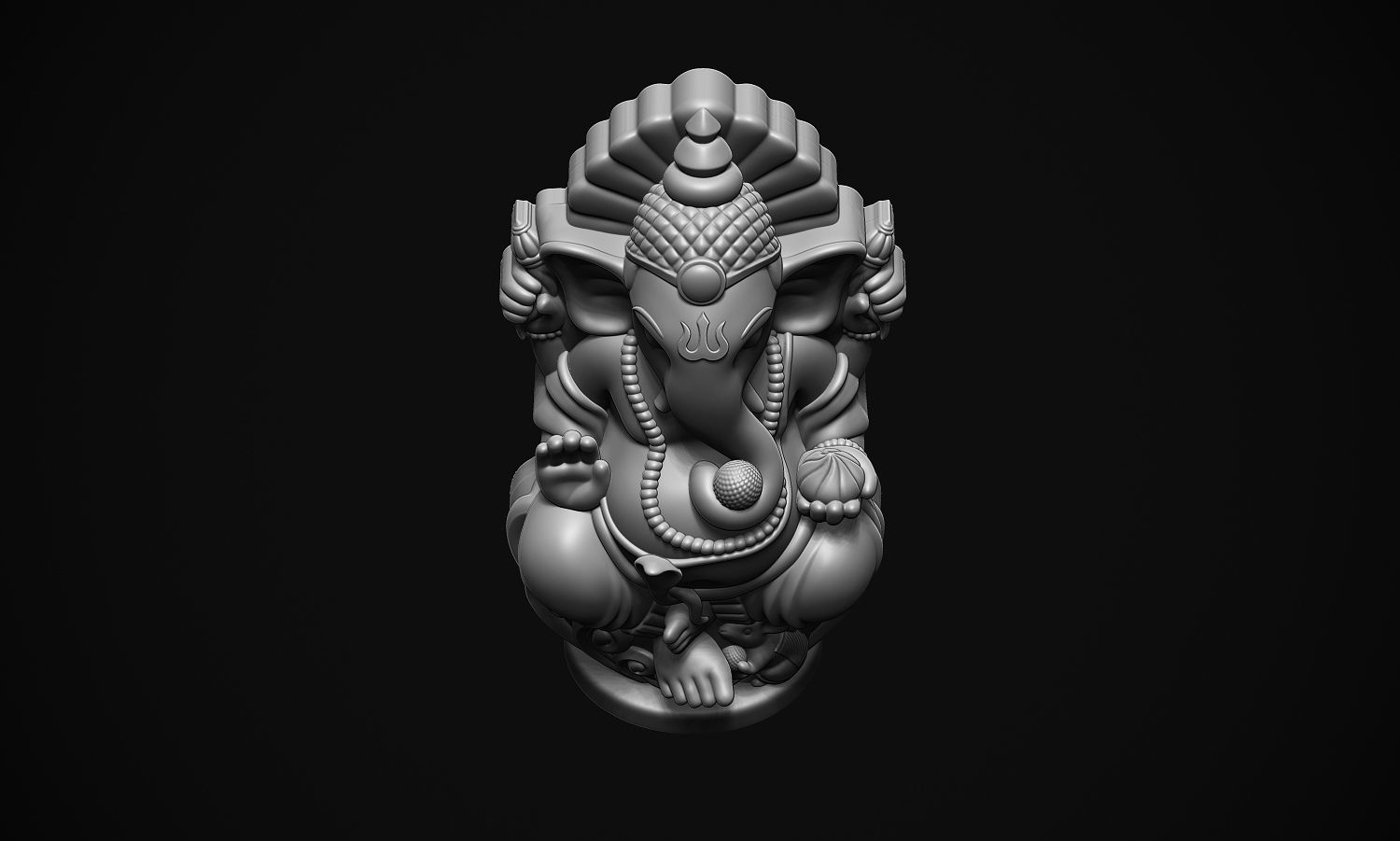 Ganesha ji with Mushak raj Scooped  3D print model_8